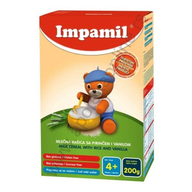 IMPAMIL MLEČNA KAŠICA PIRINAČ VANILA 200g - Online Apoteka IMPAMIL MLEČNA KAŠICA PIRINAČ VANILA 200g